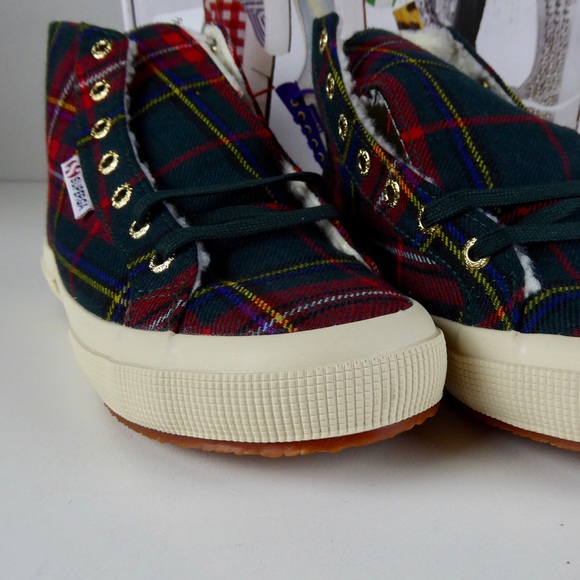 Superga Tartan Plaid Fleece Lined High Top Sneaker - Picture 3 of 8